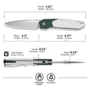 CIVIVI Brr15 Light Flipper Knife Teal Green & White G10 Handle (3.2" Satin Finished Nitro-V Blade) C25063-4