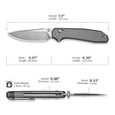 CIVIVI ELITE Tessera Thumb Stud & Crossbar Lock Knife Diamond Patterned Gray Aluminum Handle (3.37" Satin Finished CPM S35VN Blade) CE26029-1