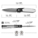 CIVIVI Brr15 Light Flipper Knife Black & White G10 Handle (3.2" Damascus Blade) C25063-DS1