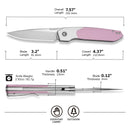 CIVIVI Brr15 Light Flipper Knife White & Powder Pink G10 Handle (3.2" Satin Finished Nitro-V Blade) C25063-3