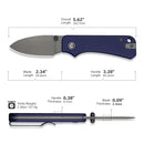 CIVIVI Baby Banter Slip Joint Thumb Stud Knife Blue G10 Handle (2.34" Gray Stonewashed Nitro-V Blade) C25066A-1
