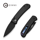 Father's Day Special Edition CIVIVI Qubit Button Lock & Thumb Stud Knife Black Aluminum Handle (2.98" Black Stonewashed) C22030EWP - 1 - CIVIVI