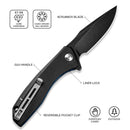 CIVIVI Baklash Flipper Knife G10 Handle (3.5" 9Cr18MoV Blade) C801H