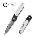 CIVIVI Brr15 Light Flipper Knife Black & White G10 Handle (3.2" Damascus Blade) C25063-DS1