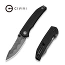 CIVIVI Ryson-E Thumb Stud Knife Black Canvas Micarta Handle (3.32" Damascus Blade) C25097-DS1