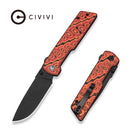 CIVIVI Zygon Thumb Stud & Top Crossbar Lock Orange & Black Vortex Micarta Handle (3.24" Black Stonewashed Nitro-V Blade) C25035-2