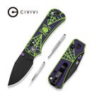 CIVIVI Baby Banter 2 - Spooky Thumb Stud & Crossbar Lock Knife Purple and Green G10 Handle (2.34" Black Stonewashed 14C28N Blade) C24074B-1