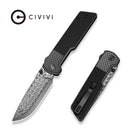CIVIVI Zygon Thumb Stud & Top Crossbar Lock Gray G10 Handle With Carbon Fiber Overlay (3.24" Damascus Blade) C25035B-DS1
