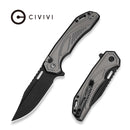 CIVIVI Zelthara Flipper & Button Lock Knife Gray Aluminum Handle (3.3" Black Stonewashed 14C28N Blade) C25076-2