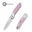 CIVIVI Brr15 Light Flipper Knife White & Powder Pink G10 Handle (3.2" Satin Finished Nitro-V Blade) C25063-3