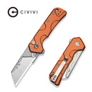 CIVIVI Pulsara Utility Flipper & Button Lock Knife Orange Aluminum Handle (2.44" Stonewashed S/S Blade Holder & Plain 6Cr13 Blade) C24041F-3