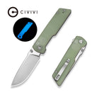 CIVIVI Zygon Thumb Stud & Top Crossbar Lock Natural G10 Handle With Blue Glow (3.24" Satin Finished Nitro-V Blade) C25035-1