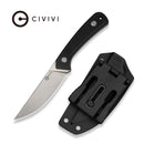 CIVIVI Carveth Hunting Fixed Blade Knife Black G10 Handle (3.59" Stonewashed AEB-L Blade) C25040-1, With 1PC Black Lanyard, Black Kydex Sheath & T-Clip