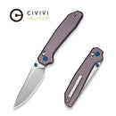 CIVIVI ELITE Tessera Thumb Stud & Crossbar Lock Knife Diamond Patterned Purple Aluminum Handle (3.37" Satin Finished CPM S35VN Blade) CE26029-2