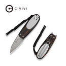 CIVIVI Purr Flipper & Slip Joint Knife Orange, Black & White G10 Handle (1.83" Stonewashed Nitro-V Blade ,With 1PC Black Lanyard) C25054-5