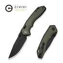 CIVIVI ELITE Brova Thumb Stud & Top Liner Lock Knife Forest Green Aluminum Handle (3.41" Black Stonewashed CPM S35VN Blade) CE25093-3