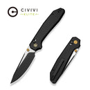 CIVIVI ELITE Tessera Thumb Stud & Crossbar Lock Knife Diamond Patterned Black Aluminum Handle (3.37" Black Stonewashed CPM S35VN Blade, Satin Flat) CE26029-3