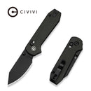 CIVIVI Lil Yonder Thumb Stud & Crossbar Lock Knife Dark Green Canvas Micarta Handle (2.44" Black Stonewashed 14C28N Blade) C25025B-2