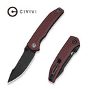 CIVIVI Ryson-E Thumb Stud Knife Burgundy G10 Handle (3.32" Black Stonewashed 14C28N Blade) C25097-1