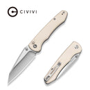CIVIVI Pteron Thumb Stud & Button Lock Knife Ivory G10 Handle (3.30" Satin Finished 14C28N Blade) C25098 Sample3
