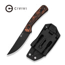 CIVIVI Carveth Hunting Fixed Blade Knife Orange & Black G10 Handle (3.59" Black Stonewashed AEB-L Blade) C25040-2, With 1PC Black Lanyard, Black Kydex Sheath & T-Clip