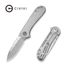 CIVIVI Elementum Flipper Knife Polished Clear Lexan Handle (2.96" Satin Finished Nitro-V Blade With Rock-Grind Pattern) C18062AM-1