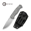 CIVIVI Pending Fixed Blade Knife Black / White Micarta Handle (3.76" Satin Finished 14C28N Blade) C25053 Sample2, With 1PC  Black Kydex Sheath & T-Clip