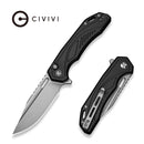 CIVIVI Zelthara Flipper & Button Lock Knife Black Aluminum Handle (3.3" Stonewashed 14C28N Blade) C25076-1