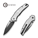 CIVIVI Aplomb Flipper & Thumb Stud Knife Satin & Black Aluminum Handle (3.39" Black Stonewashed Nitro-V Blade, Satin Flat) C25107 Sample1