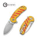 CIVIVI Squib Flipper & Thumb Stud Knife Yellow & Red G10 Handle (2.28" Satin Finished Nitro-V Blade) C25117 Sample1