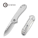 CIVIVI Elementum Flipper Knife Polished Clear Lexan Handle (2.96" Satin Finished Nitro-V Blade) C18062AM Sample1