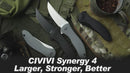 CIVIVI Synergy4 Flipper Knife Gray G10 Handle (3.94" Satin Finished Nitro-V Blade, Tanto) C21018B-2
