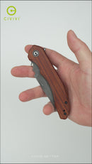 CIVIVI Bluetick Flipper Knife Wood Handle (3.47" Damascus Blade) C23050-DS1