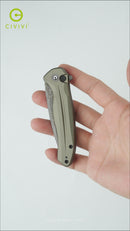CIVIVI Button Lock Kitefin Flipper Knife Aluminum Handle (3.22" Damascus Blade) C24091-DS1