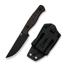 WEKNIFE Notchline Hunting Fixed Blade Knife Milled Copper Foil Carbon Fiber Handle (3.45" Black Stonewashed CPM S35VN Blade) WE25047-2, With 1PC Black Lanyard, Black Kydex Sheath & T-Clip - CIVIVI