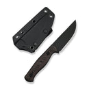 WEKNIFE Notchline Hunting Fixed Blade Knife Milled Copper Foil Carbon Fiber Handle (3.45" Black Stonewashed CPM S35VN Blade) WE25047-2, With 1PC Black Lanyard, Black Kydex Sheath & T-Clip - CIVIVI