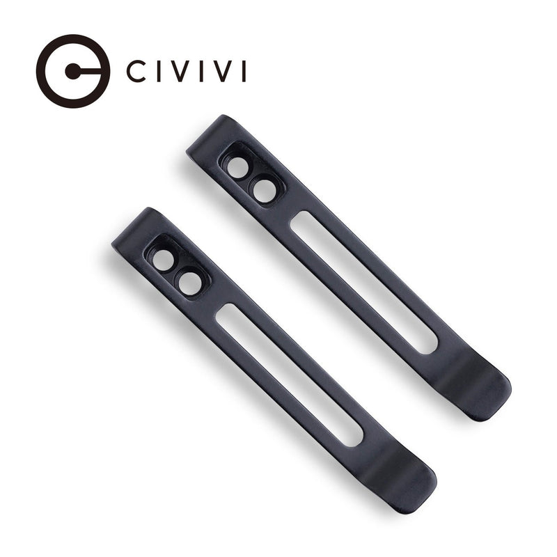 CIVIVI 2PCS Deep Carry Pocket Clip for EDC Knife with Recessed Screw Hole, NOT Screws Included CA-05C, With No Free GIFT
