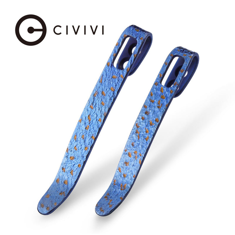 CIVIVI 2PCS Flamed Titanium Pocket Clips, NO Screws Included, 50MM 55MM Clip with Recessed Screw Hole T002B