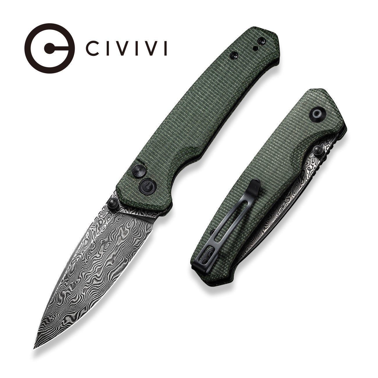 CIVIVI Altus EDC Knife Micarta Handle Damascus Blade