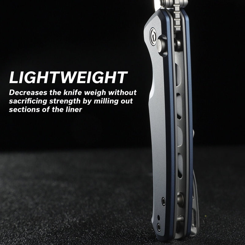 CIVIVI Altus Button Lock & Thumb Stud Knife Blue Aluminum Handle (2.97" Stonewashed Nitro-V Blade) C20076-6