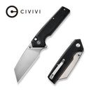 CIVIVI Amirite Flipper & Button Lock & Thumb Stud Knife Black Coarse G10 Handle (3.48" Satin Finished Nitro-V Blade) C23028-2
