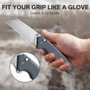 CIVIVI Amirite Flipper & Thumb Stud & Button Lock Knife Neutral Blue Coarse G10 Handle (3.48" Satin Finished Nitro-V Blade) C23028-1