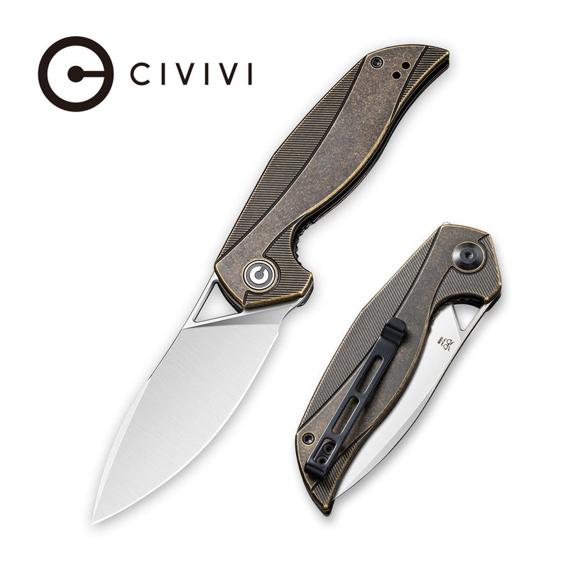 CIVIVI Anthropos Flipper Knife Brass Handle (3.25" 154CM Blade) - CIVIVI