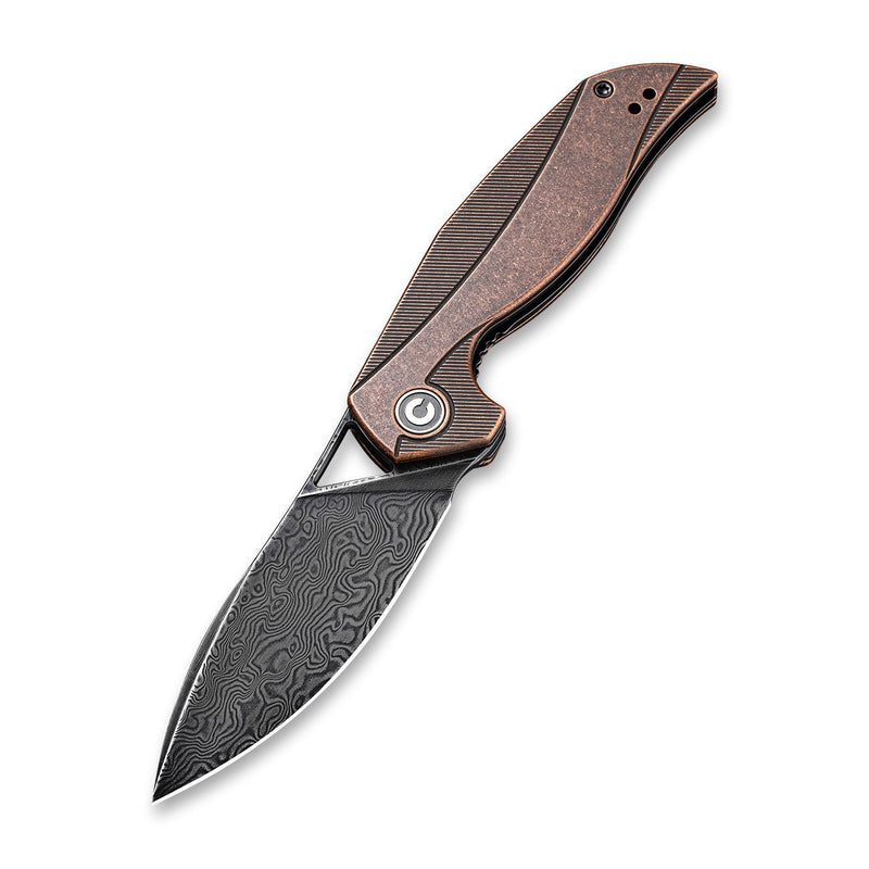 CIVIVI Anthropos Flipper Knife Copper Handle (3.25" Damascus Blade) - CIVIVI