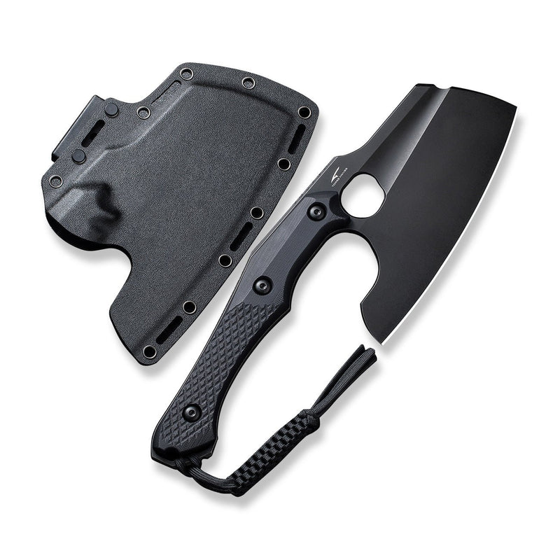 CIVIVI Aratra Fixed Blade Knife Diamond Patterned Black G10 Handle (7.32" Black Stonewashed D2 Blade) C21041-1 | CIVIVI