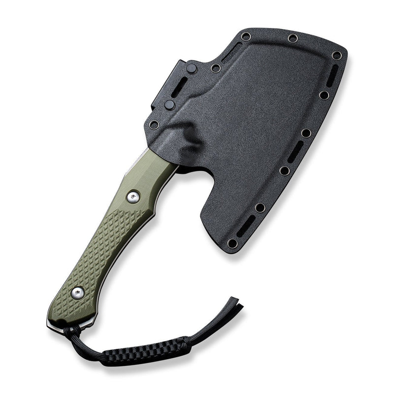 CIVIVI Aratra Fixed Blade Knife Diamond Patterned OD Green G10 Handle (7.32" Stonewashed D2 Blade) C21041-2 | CIVIVI