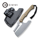 CIVIVI Aratra Fixed Blade Knife Diamond Patterned Tan G10 Handle (7.32" Stonewashed D2 Blade) C21041-3 | CIVIVI