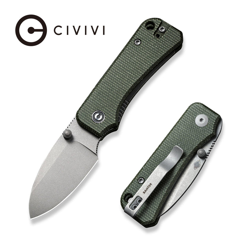 CIVIVI Baby Banter Thumb Stud Knife Micarta Handle (2.34" Nitro-V Blade) - CIVIVI