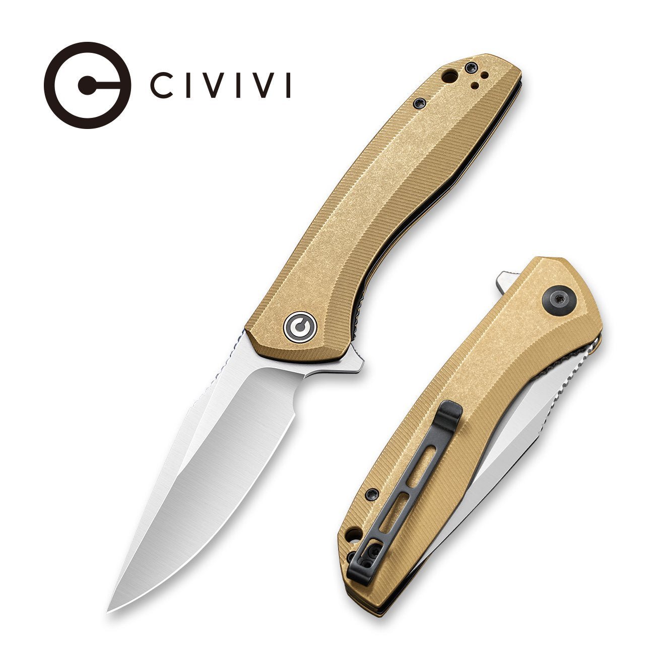 CIVIVI Baklash Flipper Knife Brass Handle 154CM Blade