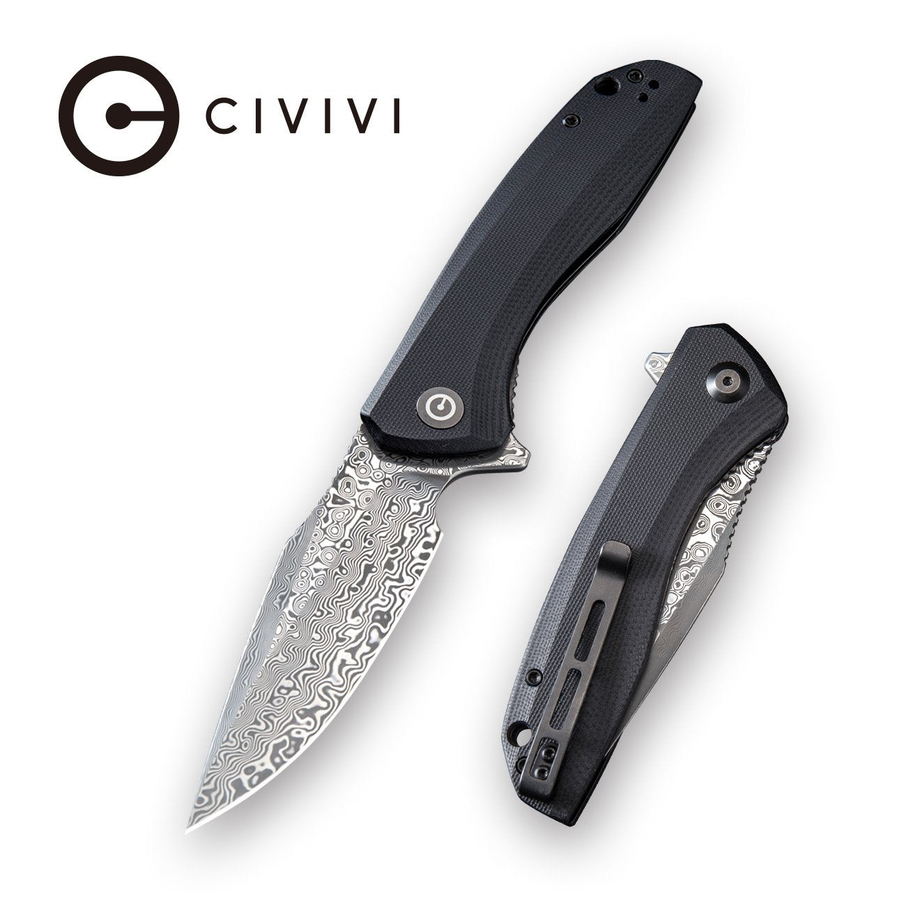 CIVIVI Baklash Flipper Knife G10 Handle Damascus Blade